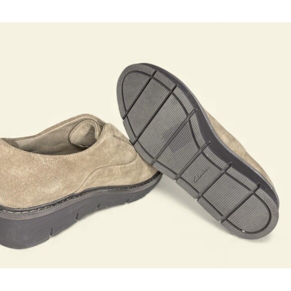 Clarks Airabell Sky Casual Slip-On Shoes Wedges Beige Women's Size 6.5 Suede - Picture 7 of 8